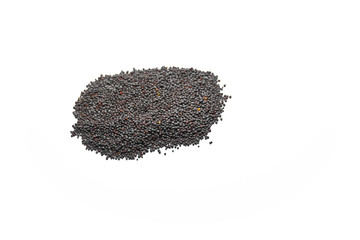 Black mustard seeds isolated on white background