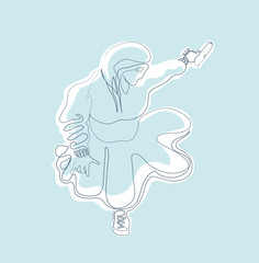 One continuous line drawing of woman shooting with gun  Simple line art drawing of woman shooting with gun