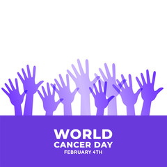 Fototapeta premium raised hands for world cancer day awareness