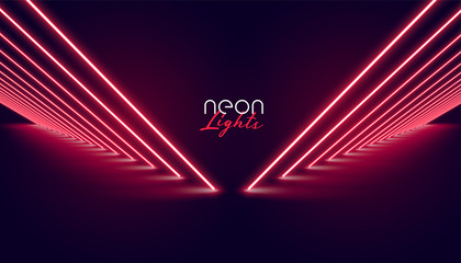 perspective neon red lights pathway background design - obrazy, fototapety, plakaty