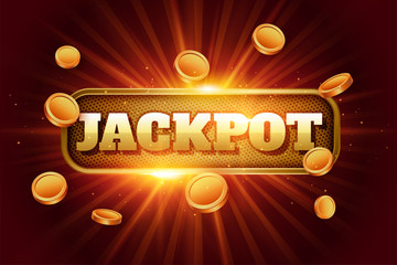 jackpot design background with flying golden coins