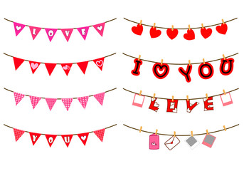 set of isolated flags on Valentines