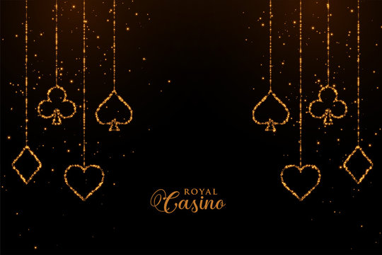 Casino Playing Cards Golden Sparkle Background Design