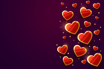 beautiful shiny golden hearts valentines day banner