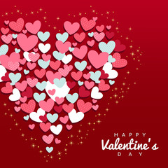 Happy Valentine's day card hearts vector background