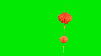 Chinese lantern Red lantern on Chinese new year Cut out the background Create a green background