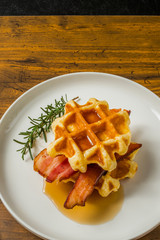 ワッフル Waffles of Dutch, French and Belgian foods