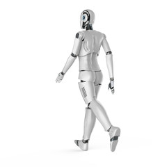Female cyborg or robot walk