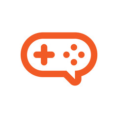 illustration vector graphic of game talk logo with gamepad button style of speech bubble for a company logo or symbol