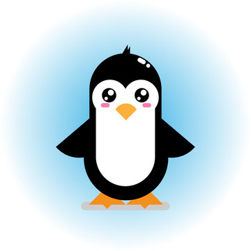 illustration vector graphic of cute penguin with a gradation blue background suitable for logos and mascots or symbol