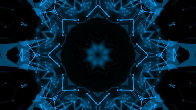 blue kaleidoscope pattern. animated abstract background. 3d render