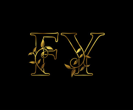 Golden F, Y and FY Luxury Letter Logo Icon 