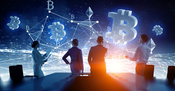 Financial technology concept. Mixed media