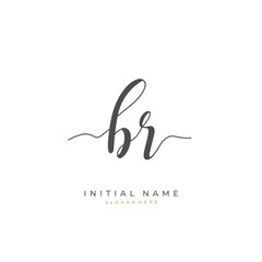 Handwritten initial letter B R BR for identity and logo. Vector logo template with handwriting and signature style.