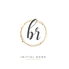 Handwritten initial letter B R BR for identity and logo. Vector logo template with handwriting and signature style.