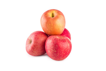 group of red apple on white background fruit agriculture food isolated