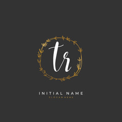 Handwritten initial letter T R TR for identity and logo. Vector logo template with handwriting and signature style.