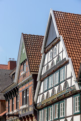 Historische Häuser in der Lange Straße in Wiedenbrück, Nordrhein-Westfalen