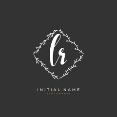 Handwritten initial letter L R LR for identity and logo. Vector logo template with handwriting and signature style.