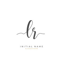 Handwritten initial letter L R LR for identity and logo. Vector logo template with handwriting and signature style.