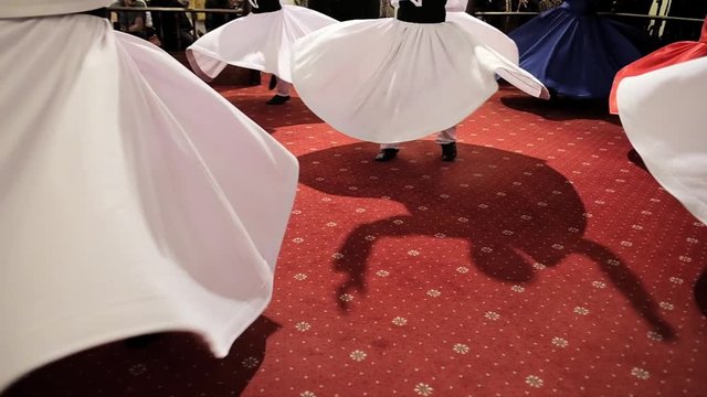Semazen ceremony. Sufi whirling dervishes dances in Turkey