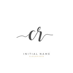 Handwritten initial letter C R CR for identity and logo. Vector logo template with handwriting and signature style.