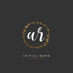 Handwritten initial letter A R AR for identity and logo. Vector logo template with handwriting and signature style.