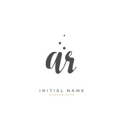 Handwritten initial letter A R AR for identity and logo. Vector logo template with handwriting and signature style.
