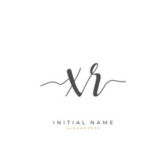 Handwritten initial letter X R XR for identity and logo. Vector logo template with handwriting and signature style.