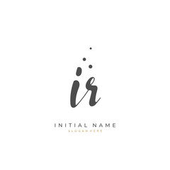 Handwritten initial letter I R IR for identity and logo. Vector logo template with handwriting and signature style.