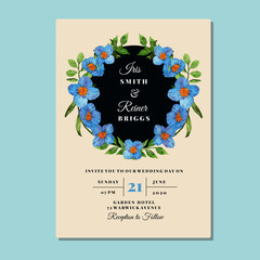 Blue Himalayan Flower Watercolor Wedding Invitation Template