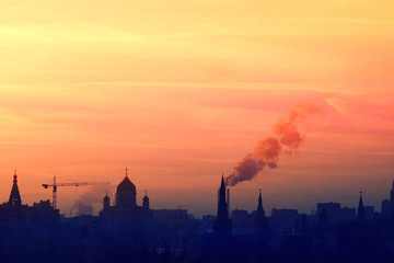 Fototapeta premium Beautiful photo of the sky sunset in the Moscow Kremlin