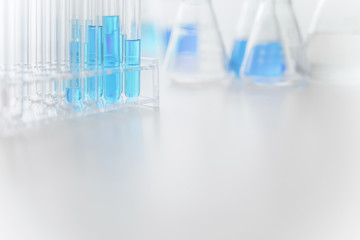 Scientific equipment for chemical experiments in the laboratory with copyspace.