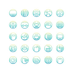 Work Office gradient icon set. Vector and Illustration.