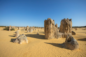 Limestone rock formations known as the Pinnacles in the Nambung national park in Western Australia