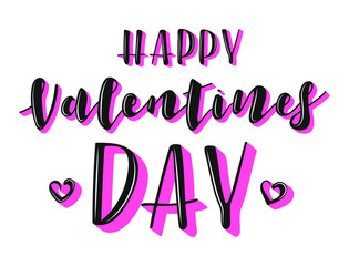 Happy Valentines Day typography poster with handwritten calligraphy text isolated on white background. Vector stock Illustration