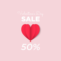 Fototapeta na wymiar Valentines day sale background with Heart . illustration.Wallpaper.flyers, invitation, posters, brochure, banners for advertising. - Vector