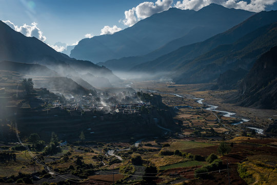 village of manang on the annapurna circuit nepal