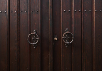 Lock door in house and black knob and wall background.