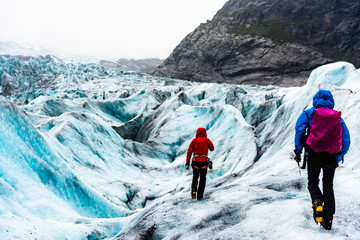 Nigardsbreen,Norway, August 17 2018:Tourists visit the Nigardsbreen Glacier.
