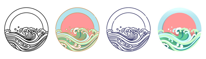 Wave Wasser und Sonne Vektorgrafiken Illustration. © dhtgstockphoto