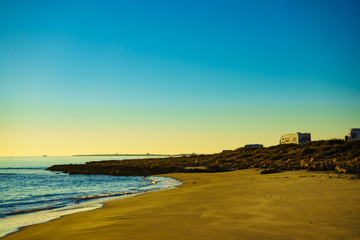 Camper cars on beach, camping on nature