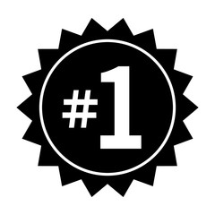Number 1 or #1 badge label flat vector icon for apps and print