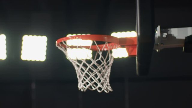 Professional Basketball Player Making Slam Dunk - 4k slow motion crane shot