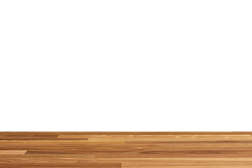light brown wooden planks as a wood table or parquet floor in perspective, isolated on white.