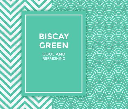 Trendy Mint Green Or Biscay Green Color Design With Seamless Patterns Background