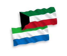 Flags of Sierra Leone and Kuwait on a white background