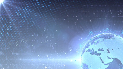 Earth on Digital Network concept background Middle East