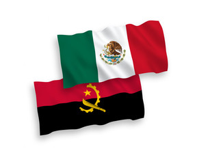 Flags of Mexico and Angola on a white background