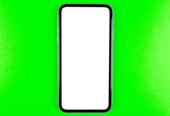 Smartphone with blank screen mock up. Smartphone isolated screen. Mobile phone white screen with copy space and clipping path. Empty space for text. Isolated white screen.